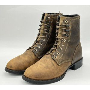 Ariat Men's ATS Lace-Up Leather Work Boots Brown Round Toe Size 8 D US